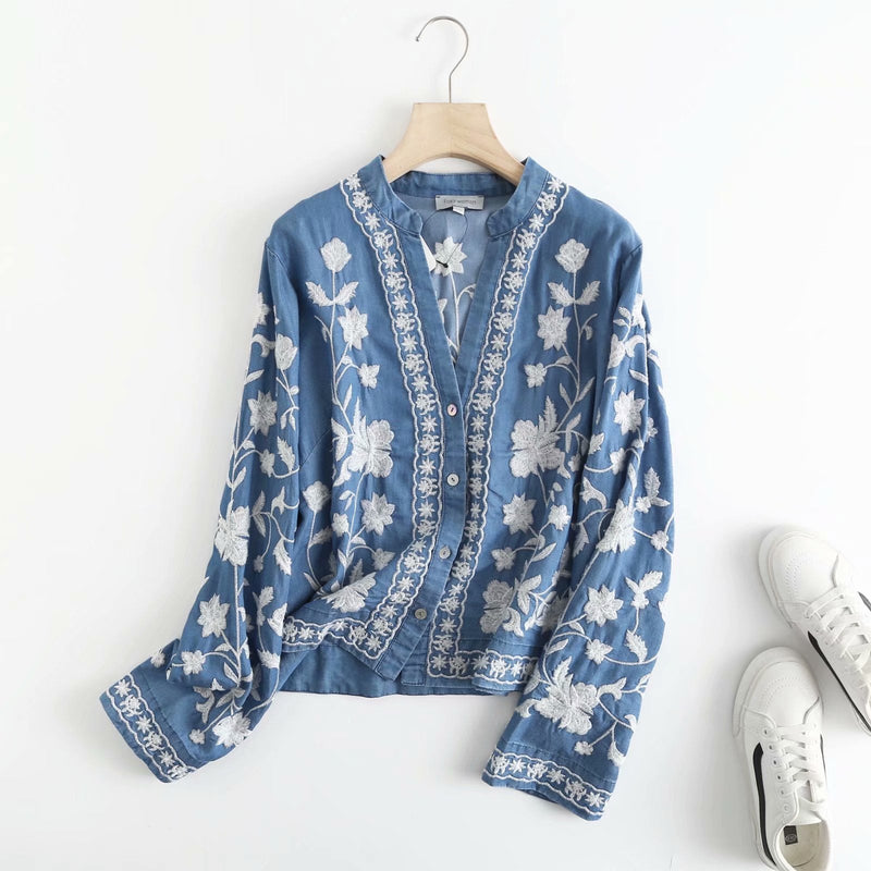 Keysha - Sommer Denim Bloom Cardigan