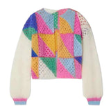 Erwina - Farbenfrohe Patchwork-Strickjacke für Damen - Regenbogen