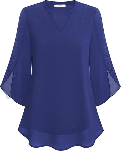 Helene – Ausgestellte Chiffonbluse Blau 1