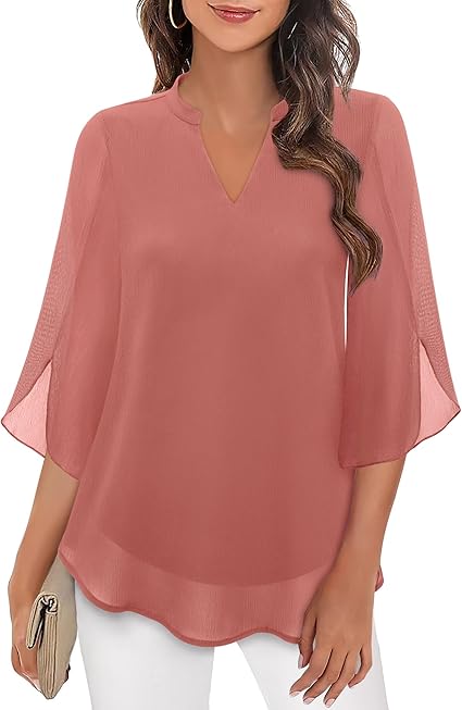 Helene – Ausgestellte Chiffonbluse Rosa