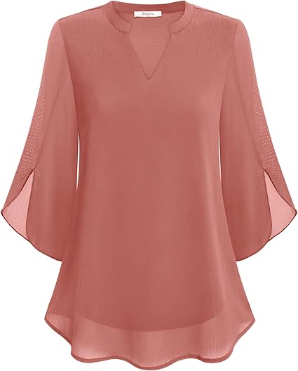 Helene – Ausgestellte Chiffonbluse Rosa 1