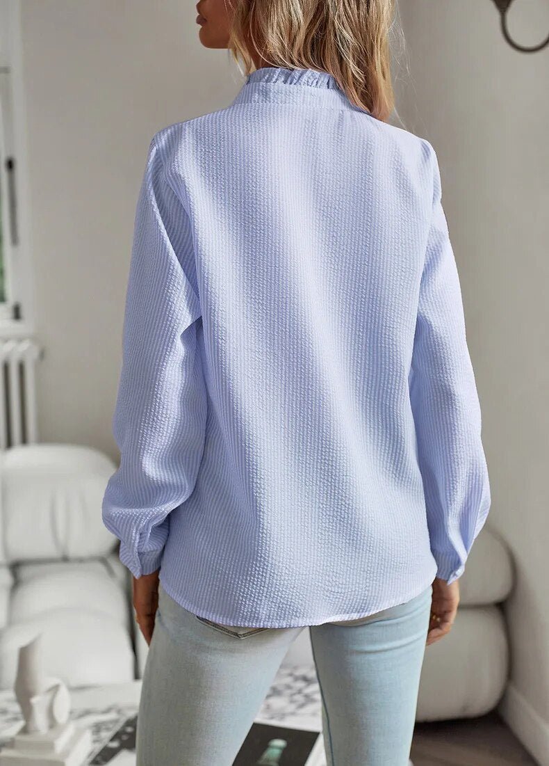 Helga- Bluse Rebellischer Stil Blau 1