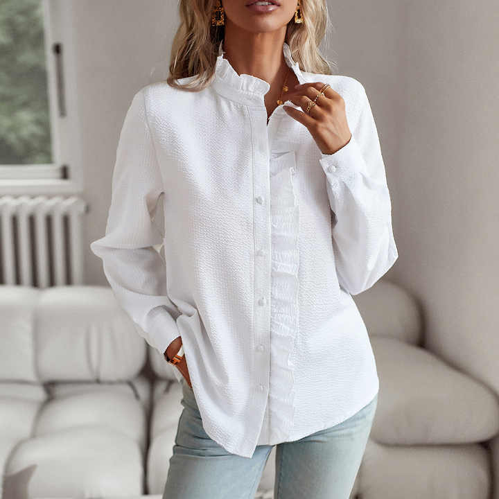 Helga- Bluse Rebellischer Stil Weiß