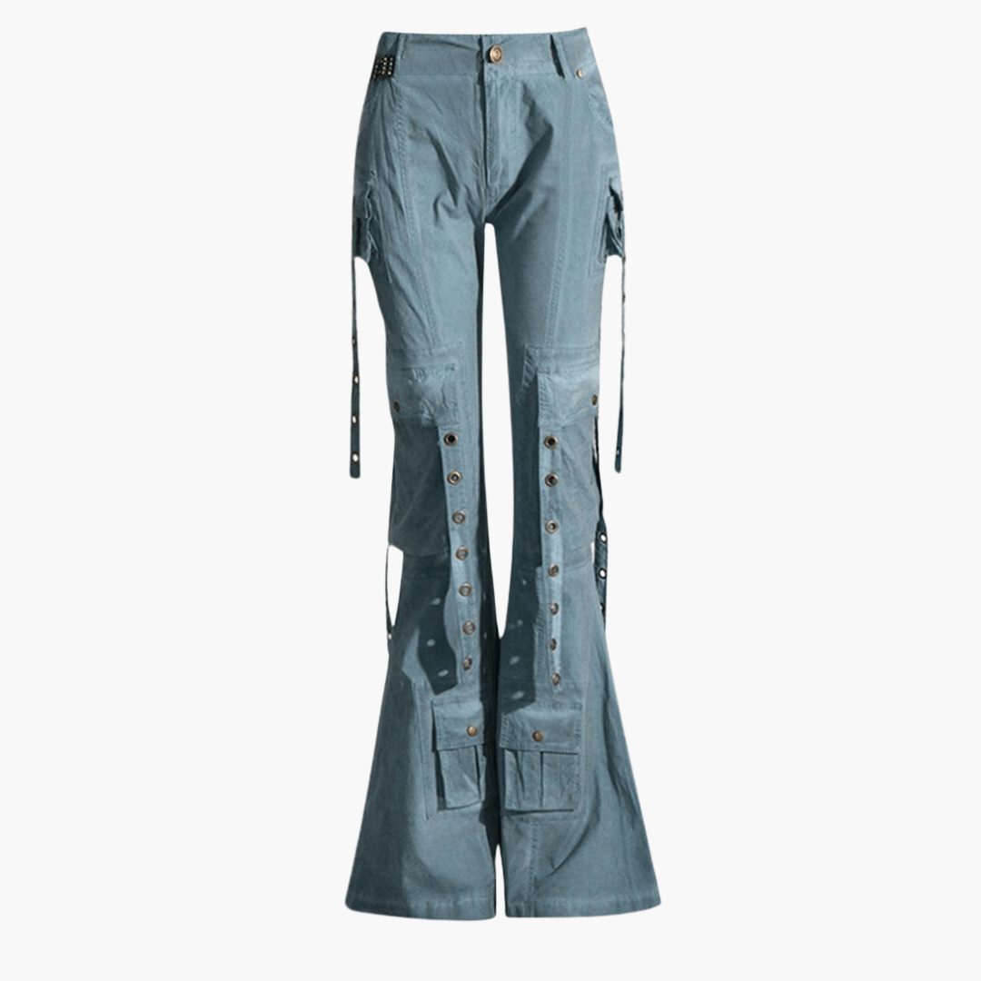 Helmwina – Damen Cargo-Hose mit Schnürung Blau