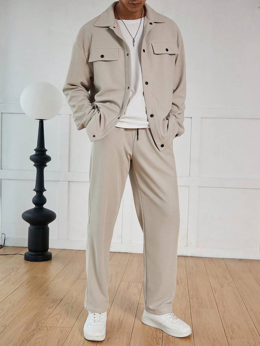 Hermann – Herren Jacquard Freizeitanzug Mit Waffelmuster Struktur 4