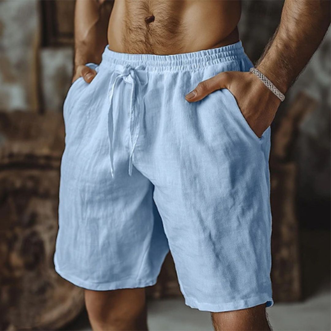 Herold – Herren Leinen-Shorts mit Kordelzug Blau