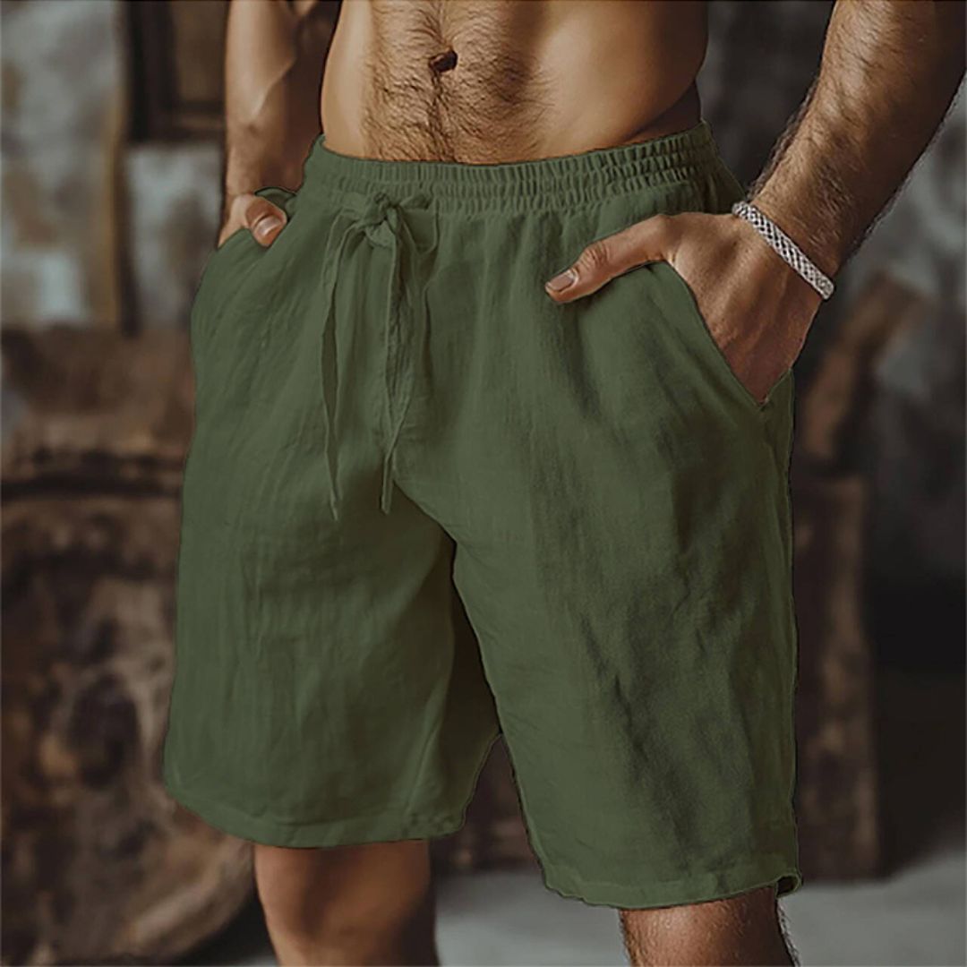 Herold – Herren Leinen-Shorts mit Kordelzug Grun