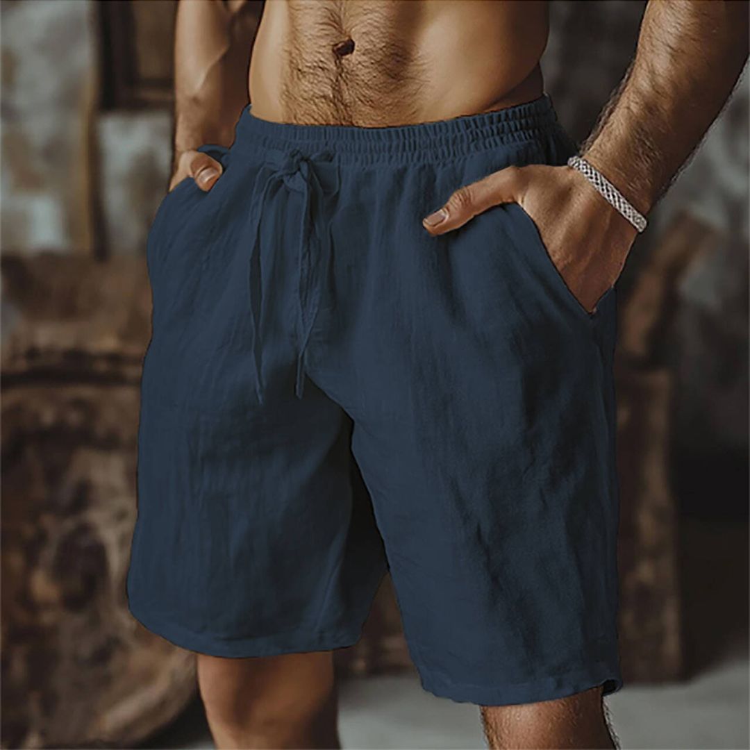 Herold – Herren Leinen-Shorts mit Kordelzug Marine