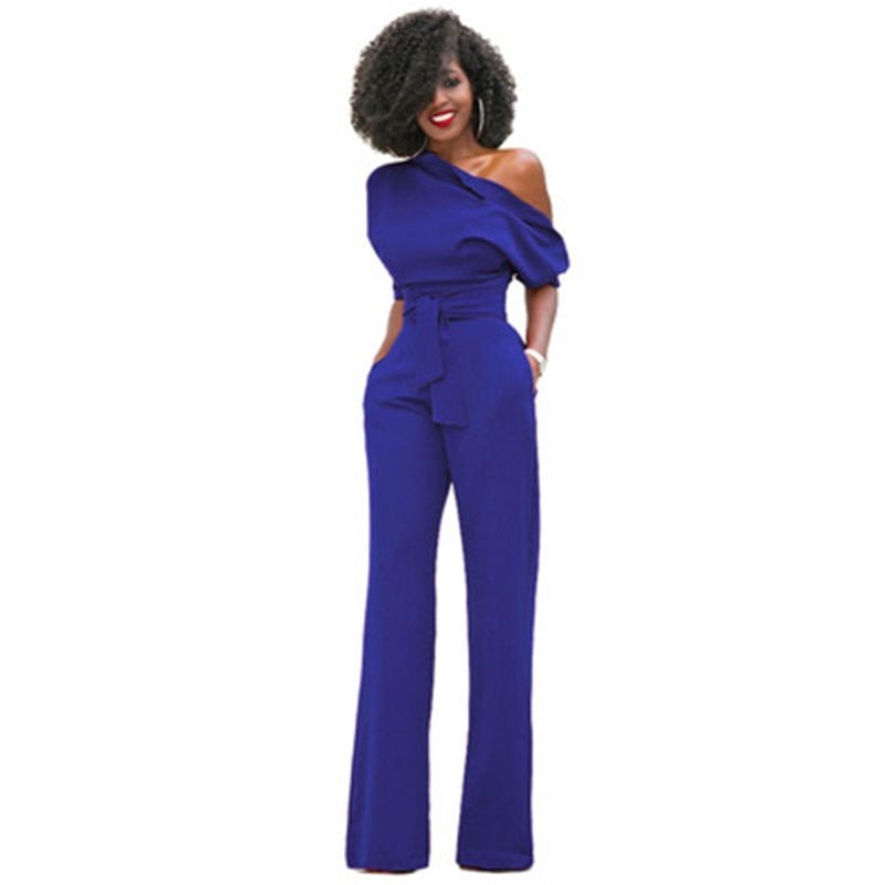Holley- Effen Bodycon Damen Jumpsuit Blau