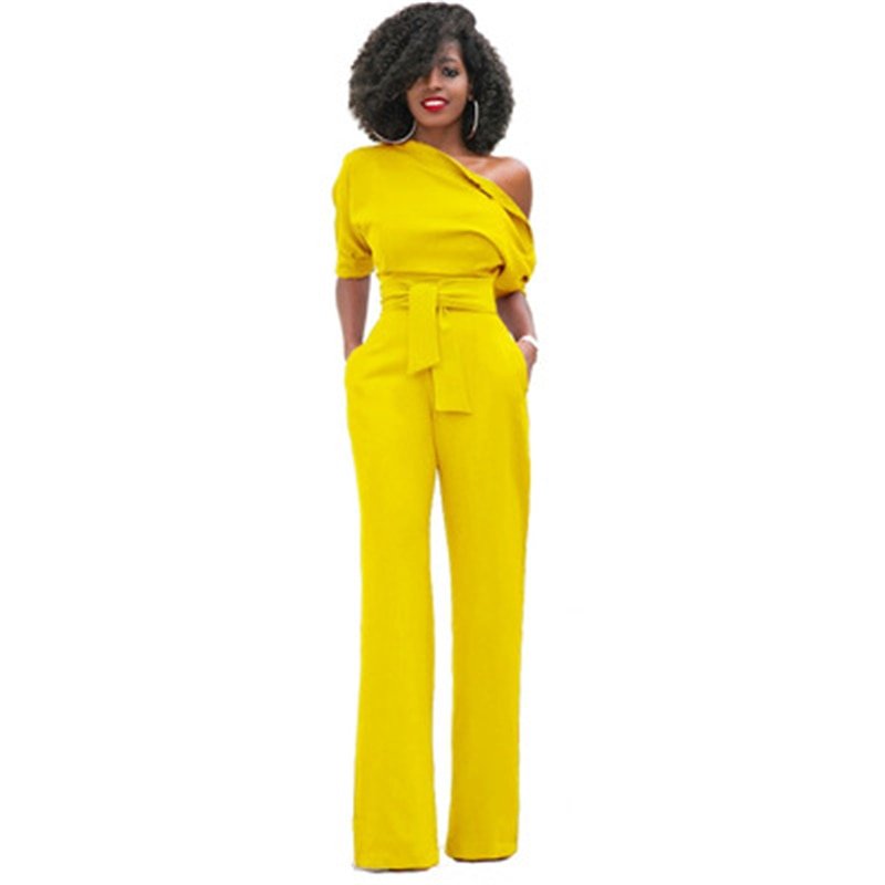 Holley- Effen Bodycon Damen Jumpsuit Gelb