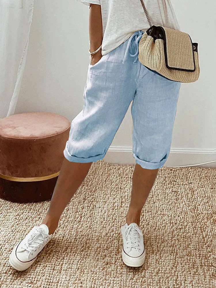 Honora- Lässige Caprihose für Damen Blau