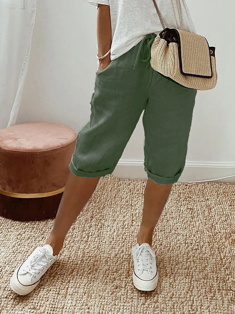 Honora- Lässige Caprihose für Damen Grün