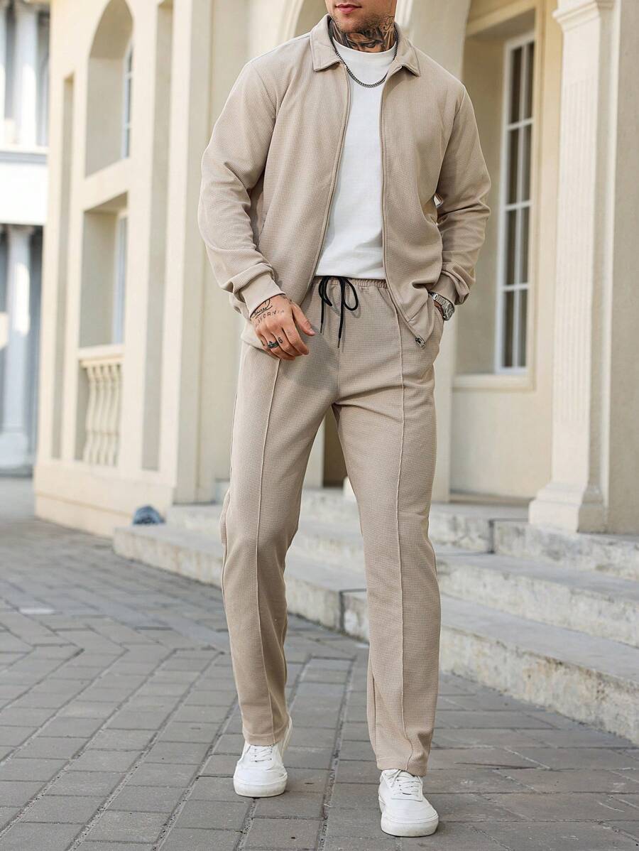 Hubert – Herren Zweiteiler Set Lässig Einfarbig Loose Fit 4