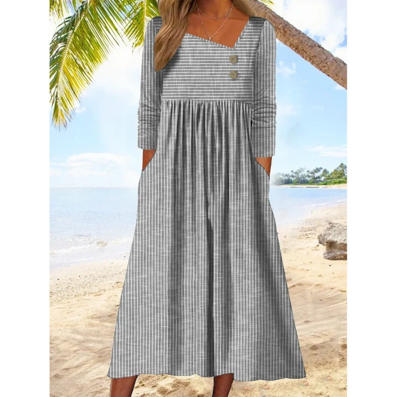 Huldra – Asymmetrisches Midikleid mit Knöpfen Grau