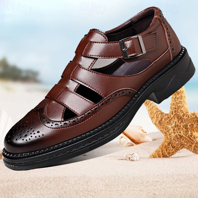 Huldrych - Lässige Sommersandalen aus Leder für Männer Braun