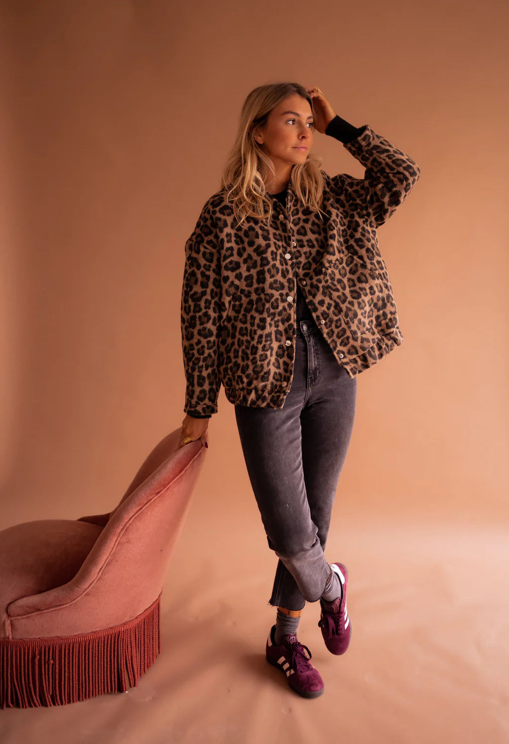 Yasin – Modische Bomberjacke Mit Leopardenmuster