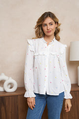 Bluse mit Bunten gesticktzen Herzen