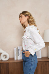 Bluse mit Bunten gesticktzen Herzen