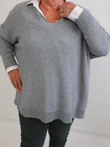 TABEA Plus Size Pullover uni - verschiedene Farben