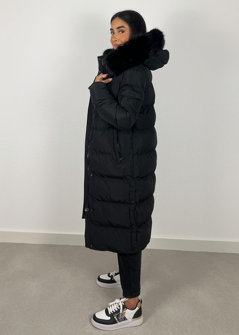 Parka mit Kunstfell Schwarz