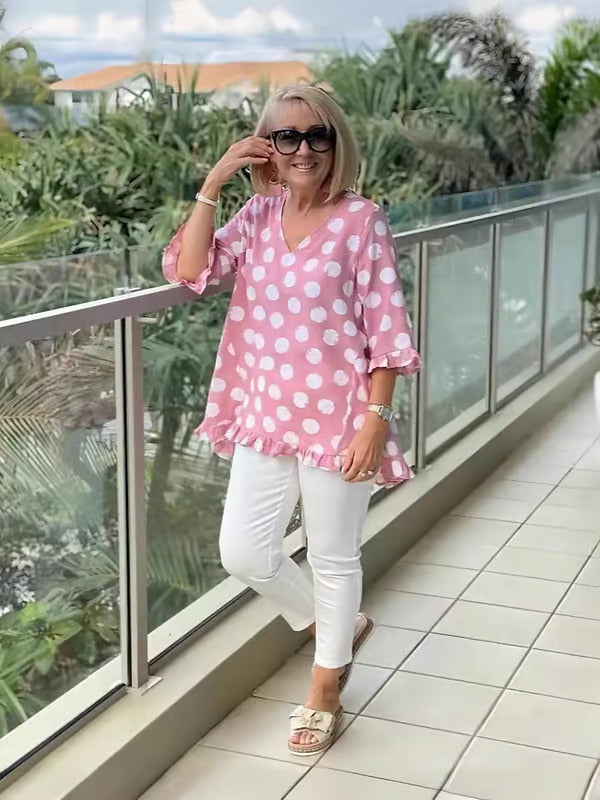Idunna - Klassische Vintage-Bluse Bonbon Rosa 
