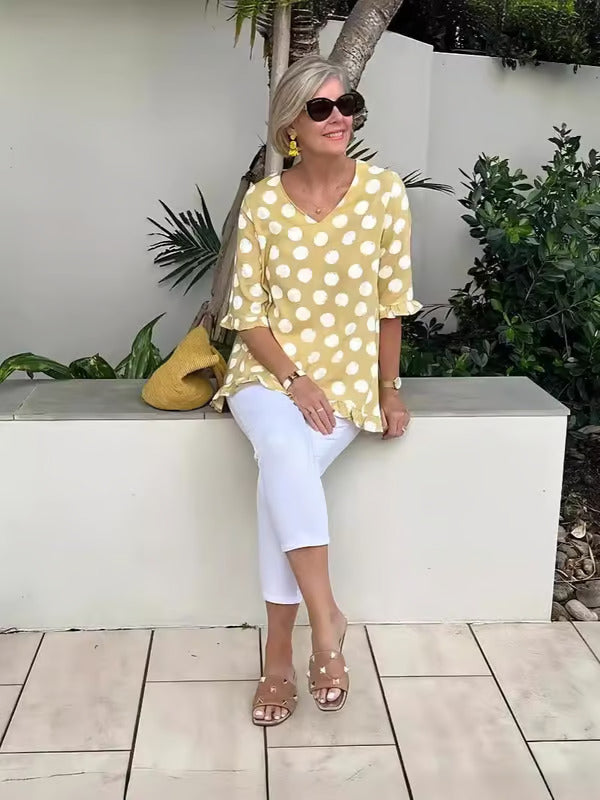 Idunna - Klassische Vintage-Bluse Zitronengelb 1