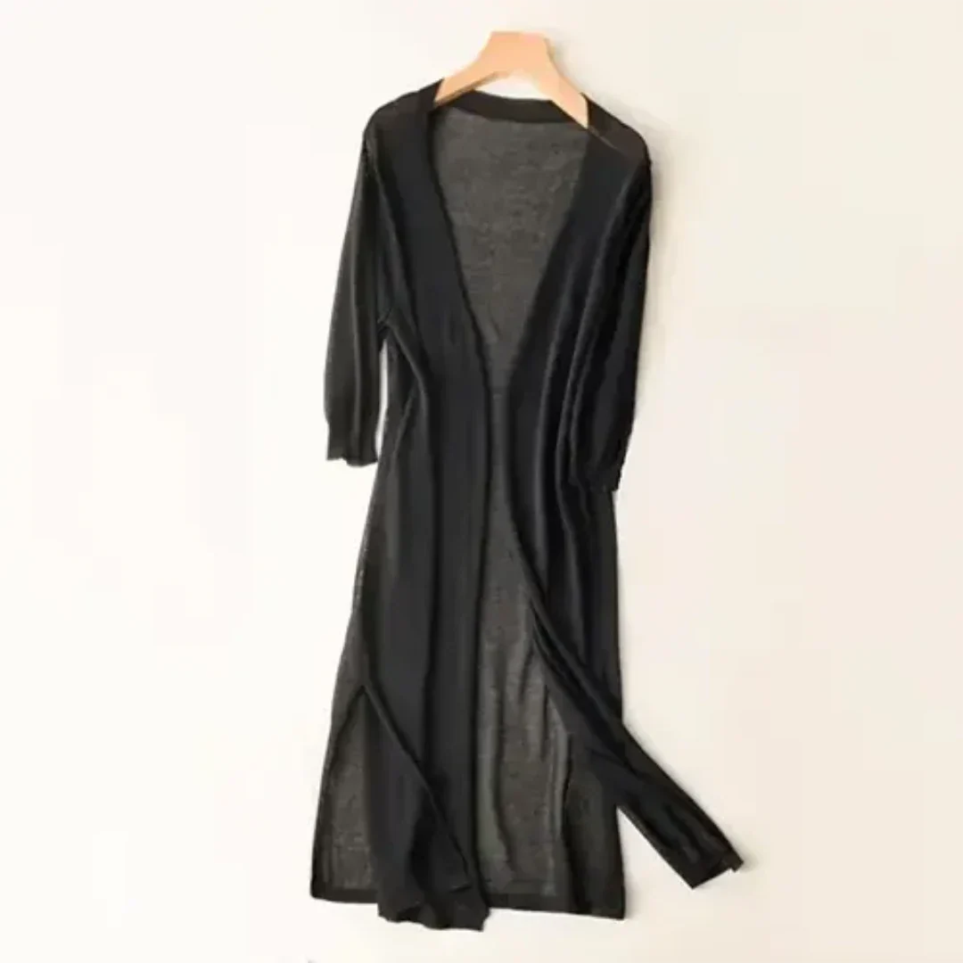 Anna – Stilvolle, Lange Strickjacke Mit Langarm