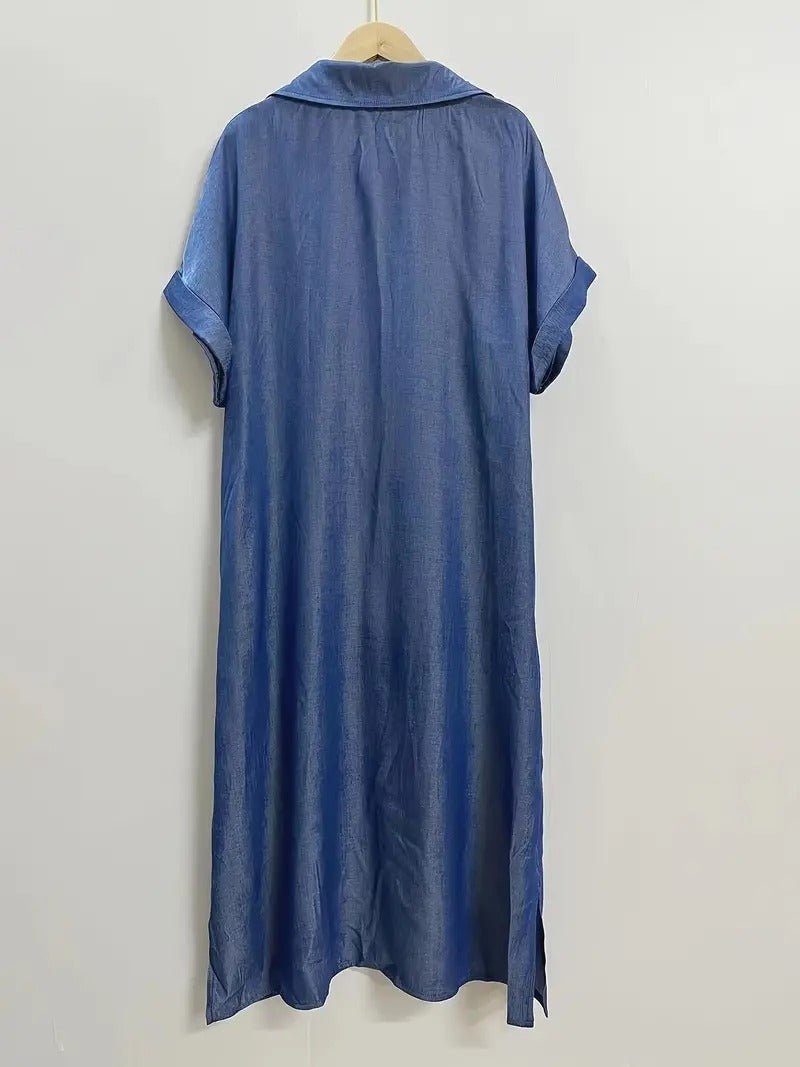 Ingeborg- Denim Kleid Fledermausärmel Blau 2