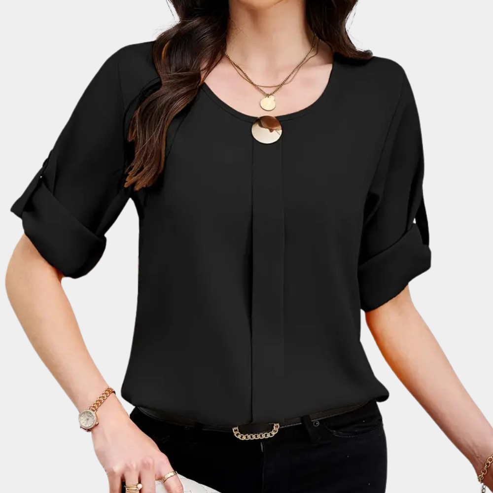 Iona- Luftige schwarze Faltenbluse für Damen schwarz 1