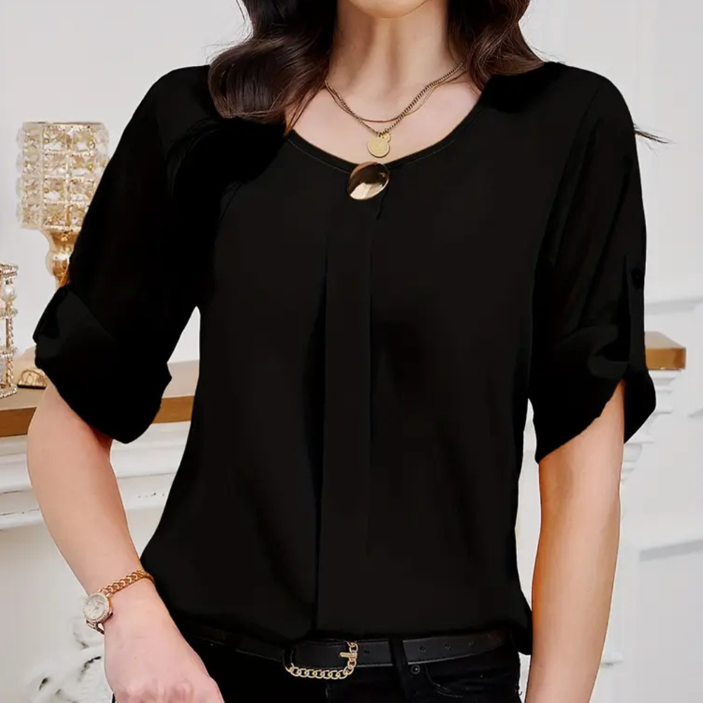 Iona- Luftige schwarze Faltenbluse für Damen schwarz 4