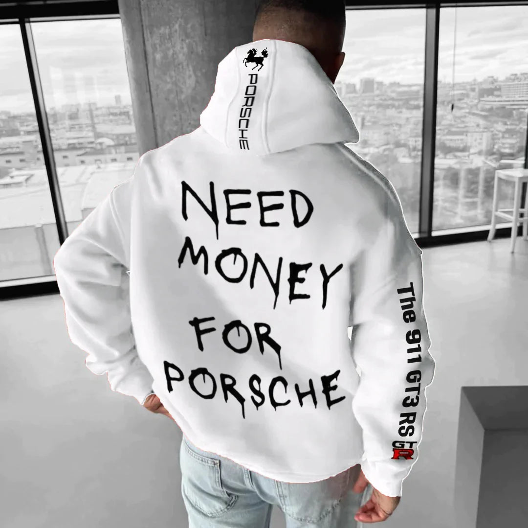 Irene - Eleganter Racing Hoodie für Männer Brauche Geld für Porsche