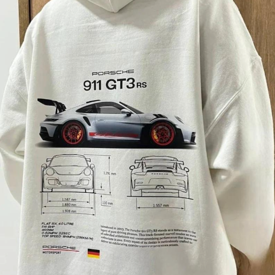 Irene - Eleganter Racing Hoodie für Männer Klassischer 911 GT3RS Kapuzenpullover