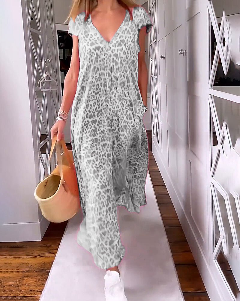 Isabeau- V-Ausschnitt Kleid Lebendig Grau