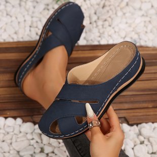 Isadora – Lässige Damensandalen mit Absatz Blau