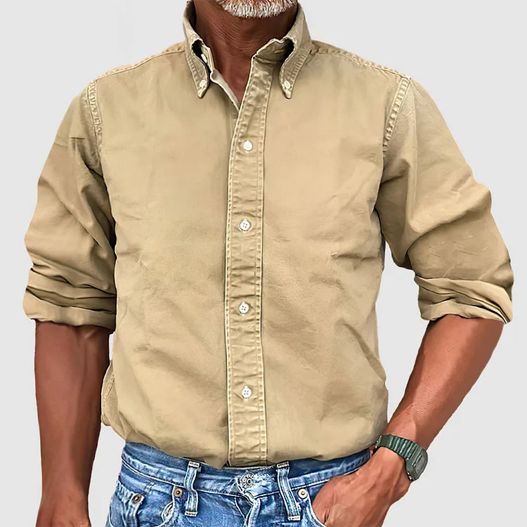 Isidor - Langarmhemd für Herren Khaki