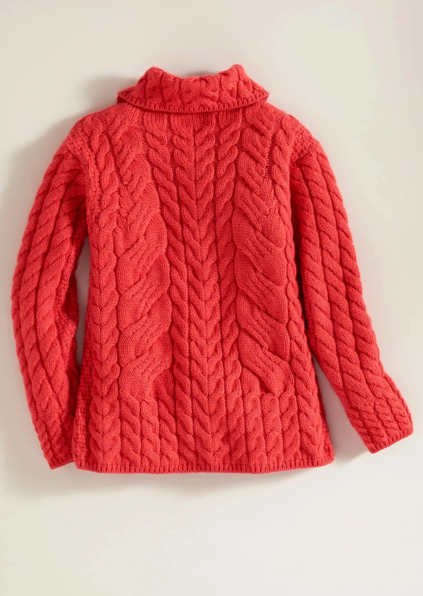 Isolde - Belcarra Damen Aran Strickjacke Koralle – Ausverkauf