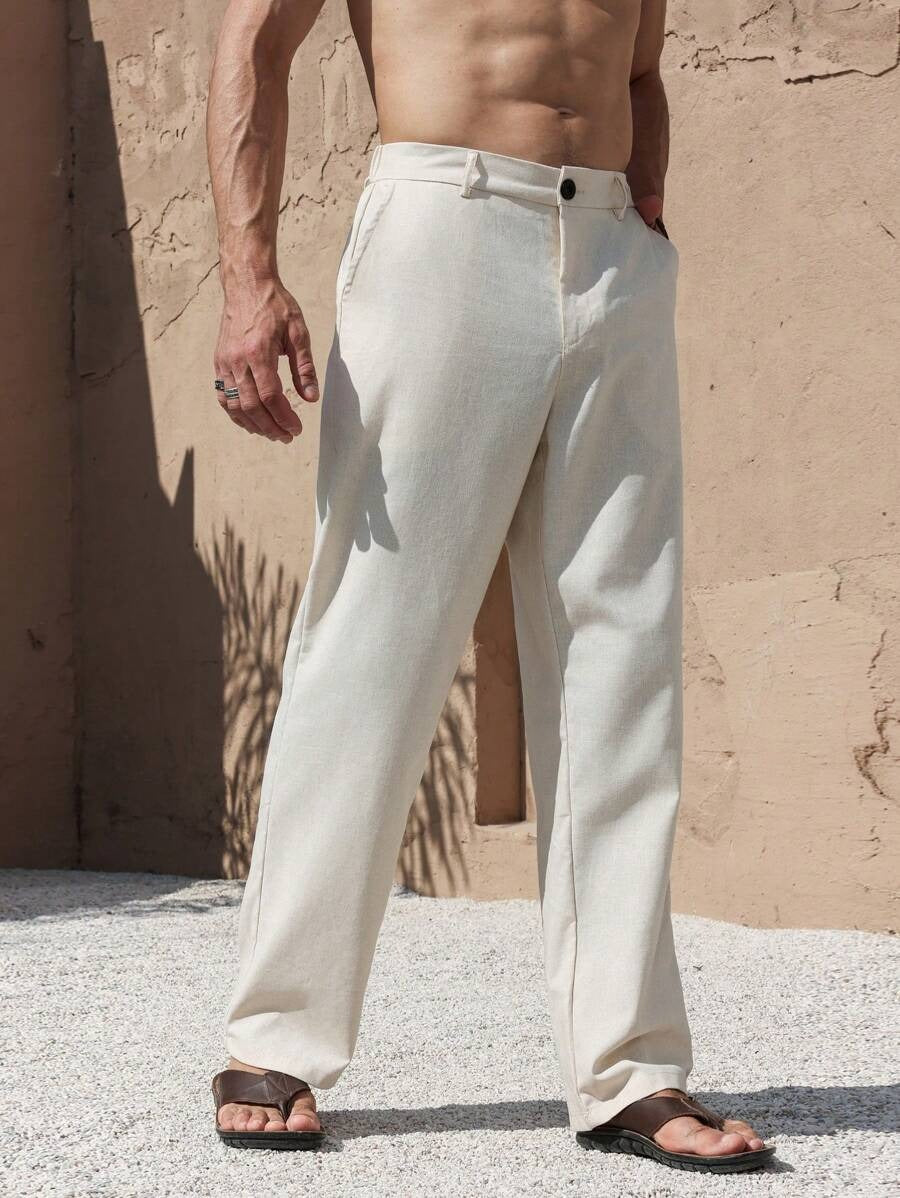 Ivan – Leinenhose Herren Weiß Lässig Gerade Sommerleicht