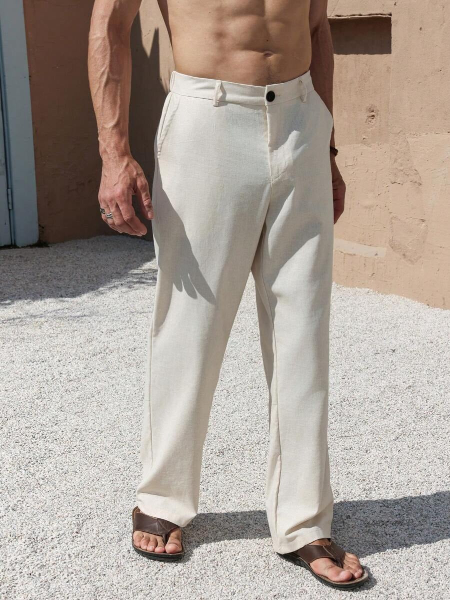 Ivan – Leinenhose Herren Weiß Lässig Gerade Sommerleicht