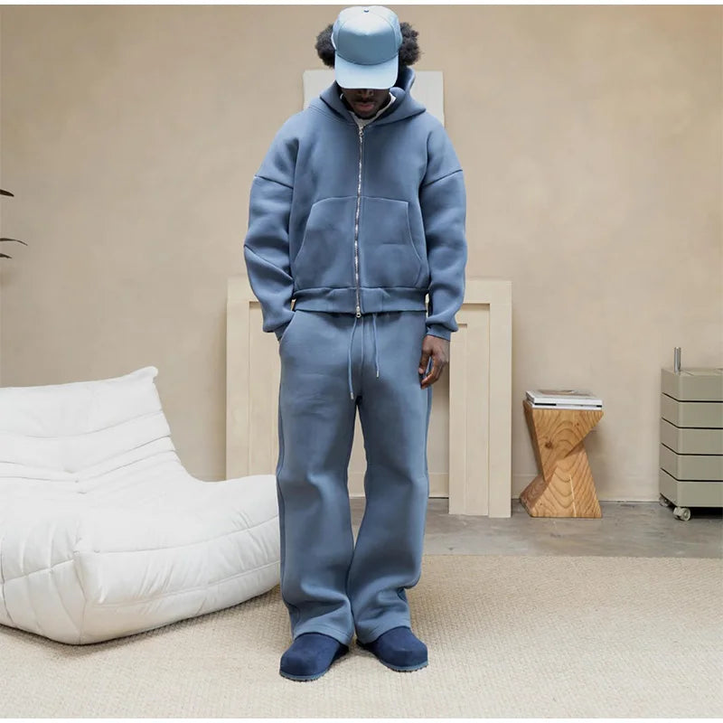 Ivar -Oversized Zipper Trainingsanzug - Bequemer Stil Blau 1