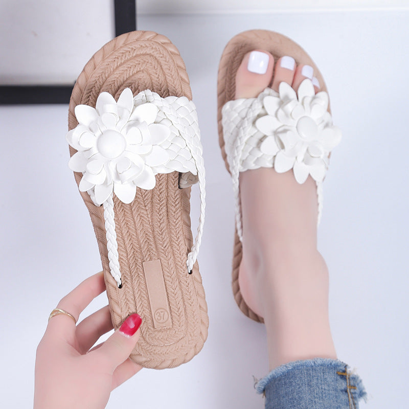 Iwona – Orthopädische Damen-Sandalen mit Blumenriemen Weiß