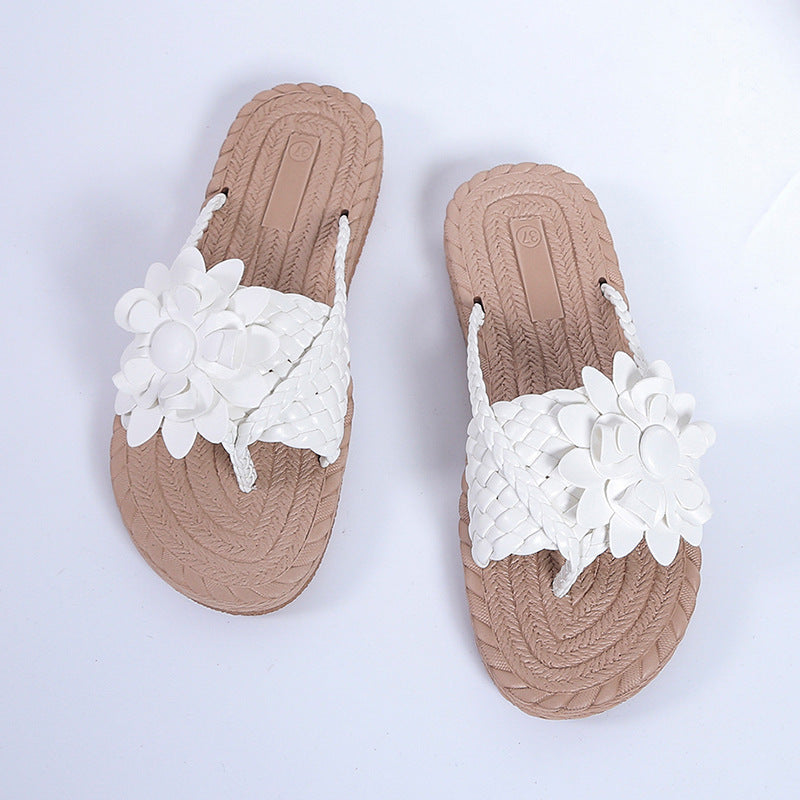 Iwona – Orthopädische Damen-Sandalen mit Blumenriemen Weiß 2