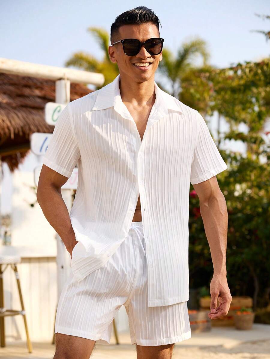 Jörg – Herren Sommer Set Einfarbig Kurzarmhemd Und Shorts 5