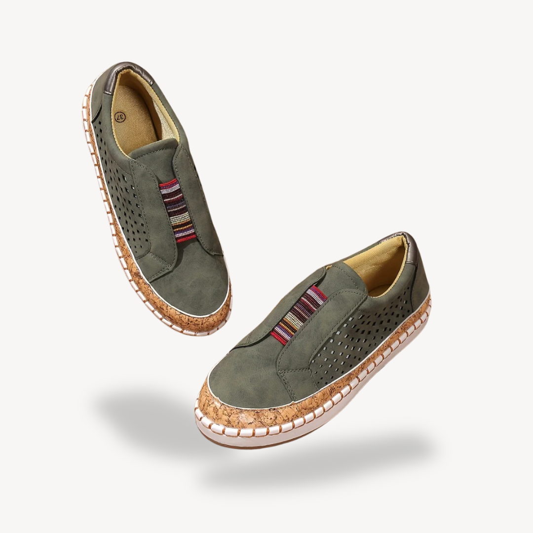 Jana – Orthopädische Damen-Slip-On Sneaker aus Textil Grun