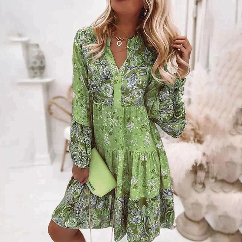 Janette – Florales Sommerkleid für Damen mit strahlendem Print Grün