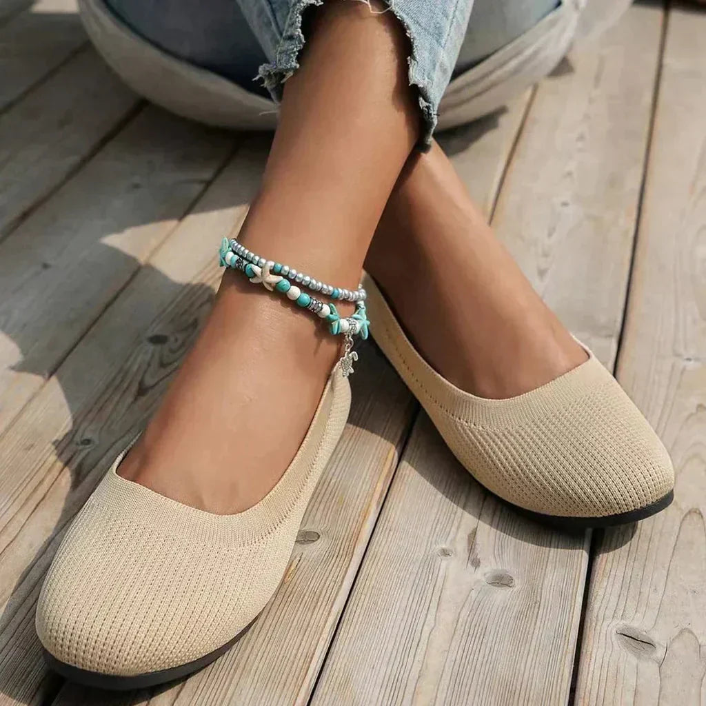 Janina- Sandalen Flache Loafers Beige