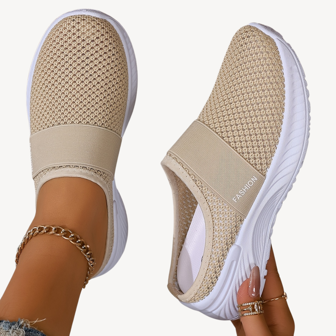 Janina – Orthopädische Damen-Slip-On Sneaker aus Mesh Beige