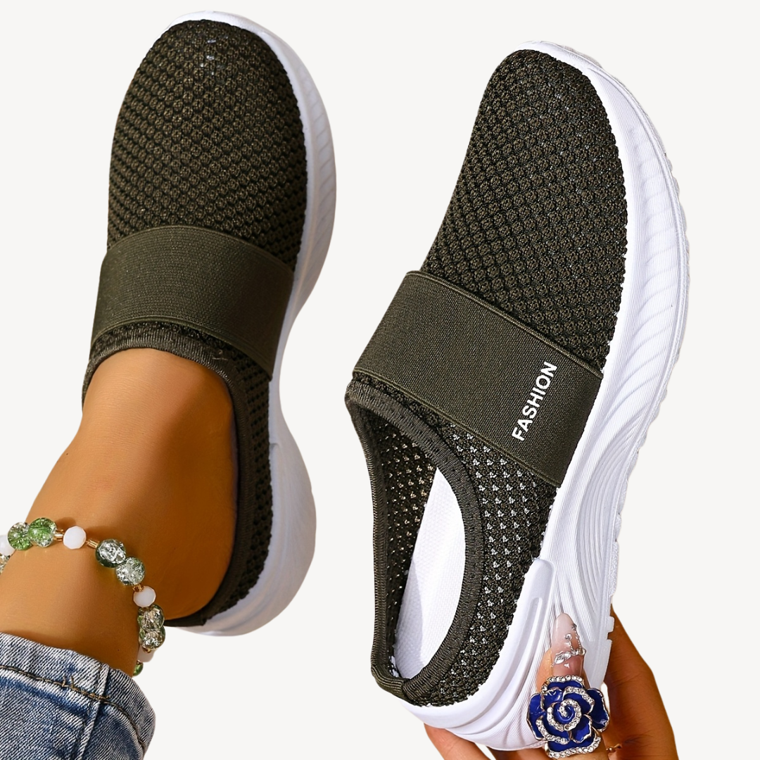 Janina – Orthopädische Damen-Slip-On Sneaker aus Mesh Grun