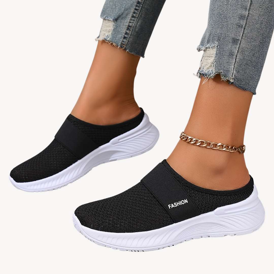 Janina – Orthopädische Damen-Slip-On Sneaker aus Mesh Schwarz