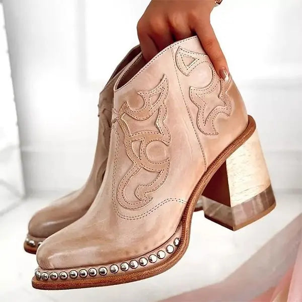 Janna – Bestickte Damen-Lederstiefel für elegante Auftritte Rosa