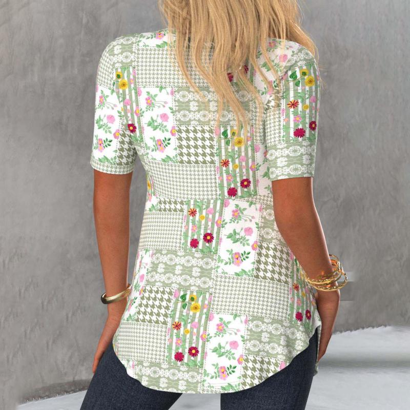 Jara – Damenbluse mit elegantem Blumendruck Grün
